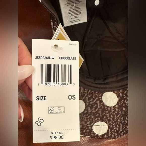 Michael Kors Baseball Cap in Signature Fabric w/White Dots Water Resistant NWT - Picture 3 of 3